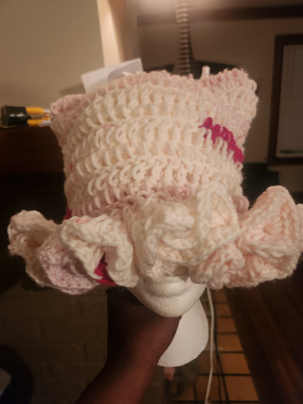 Cat Ear Beanie with Ruffles