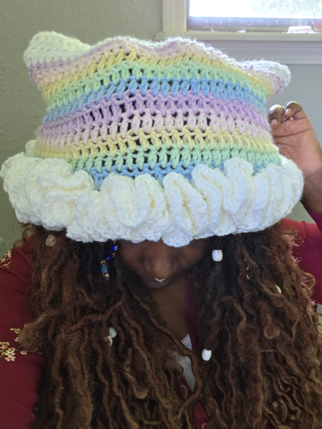 Cat Ear Beanie with Ruffles